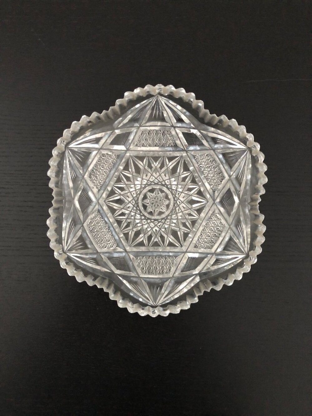 Small Crystal Dish with Scalloped Rim, 6 inch